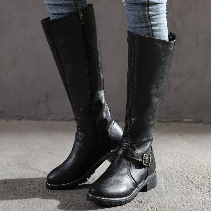 Elizabeth | Classic Buckle Knee-High Boots