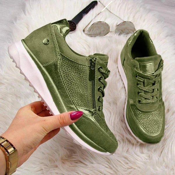 Gabri | Stylish Zip-Up Orthopedic Sneakers With Metallic Accents