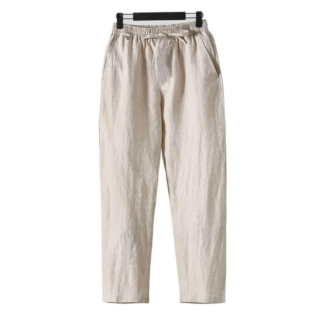 Alicia | Elegant Relaxed Fit Drawstring Linen Trousers