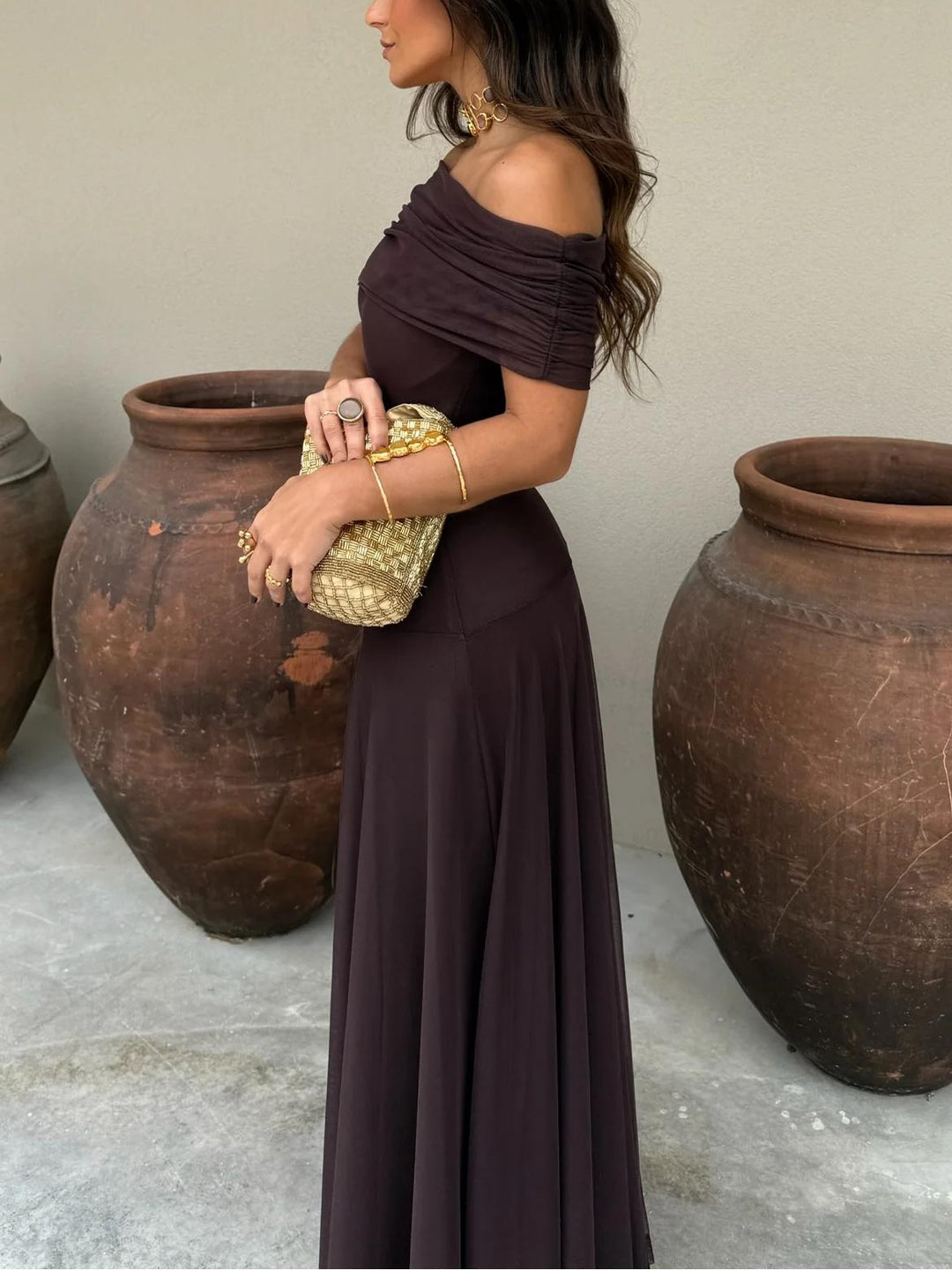 Jayla | Elegant Off-Shoulder Ruched Maxi Dress