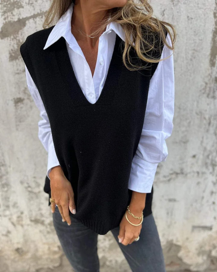Eloise | Elegant V-Neck Sleeveless Knit Sweater Vest