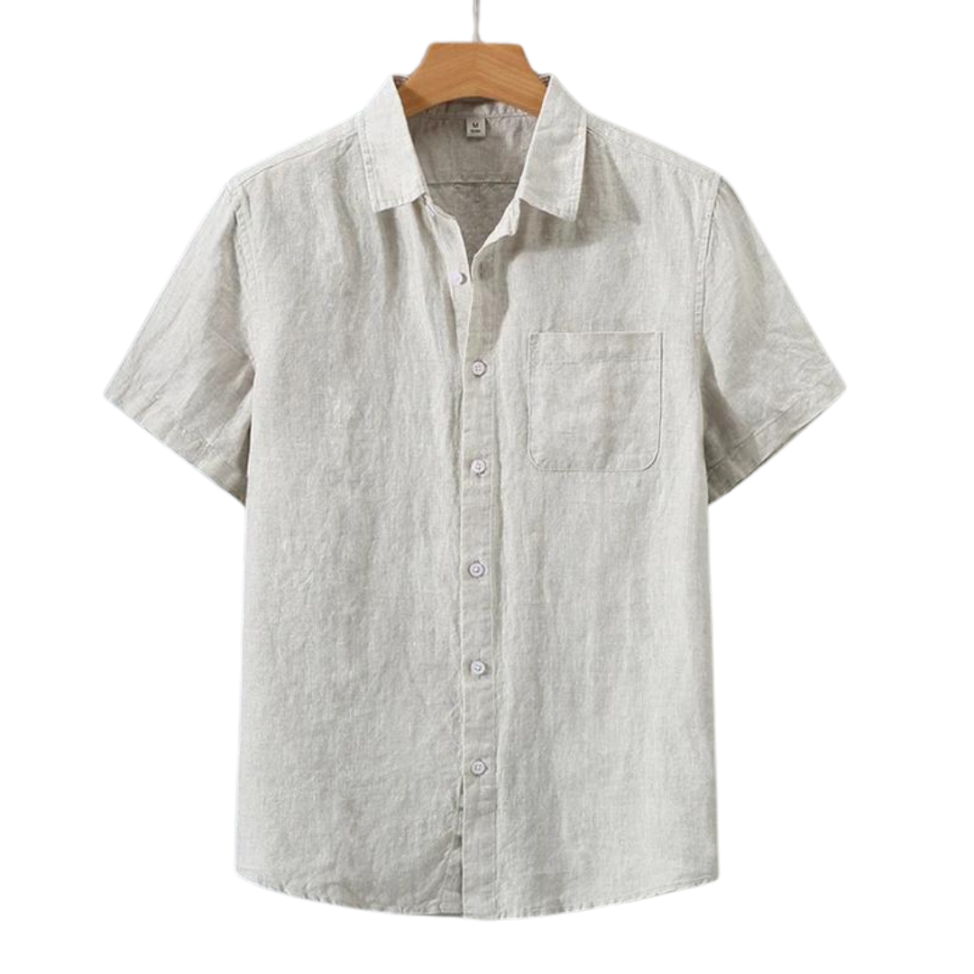 Helsinki | Elegant Short Sleeve Linen Button Up Shirt Men