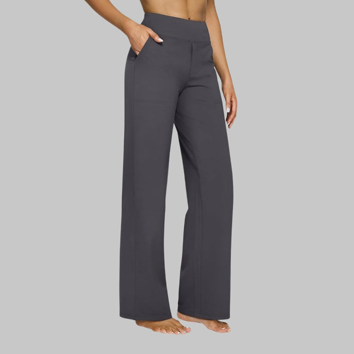 Calista | Elegant High Waisted Wide Leg Jersey Trousers