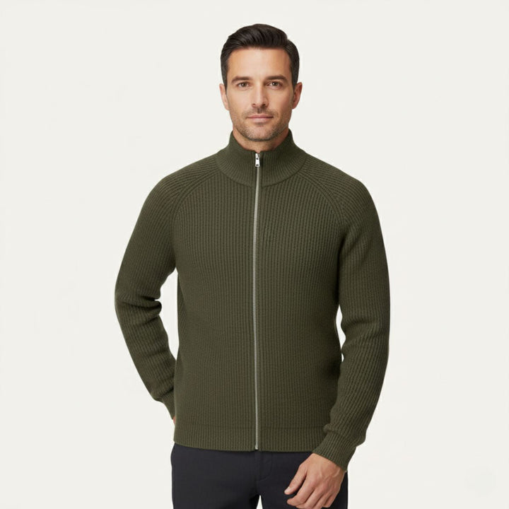Freya | Elegant Merino Wool Zip-Up Cardigan Men's Knitwear