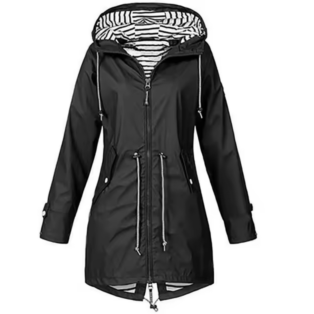 Eliza | Stylish Hooded Waterproof Rain Jacket With Drawstring