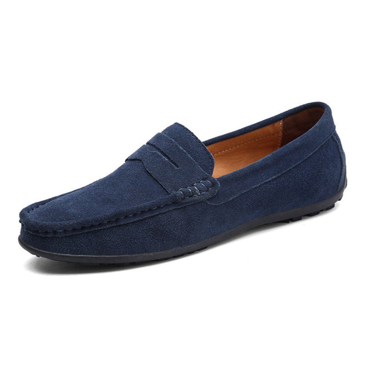 Ryder | Stylish Men's Blue Suede Driving Loafers With Comfort Sole