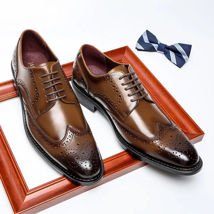 Pembroke | Elegant Brown Leather Wingtip Oxford Dress Shoes