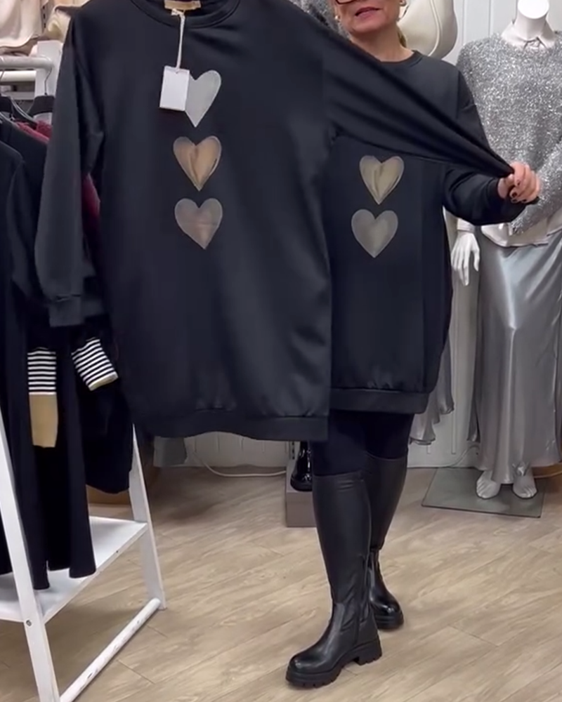 Grace | Heart Print Sweatshirt Dress