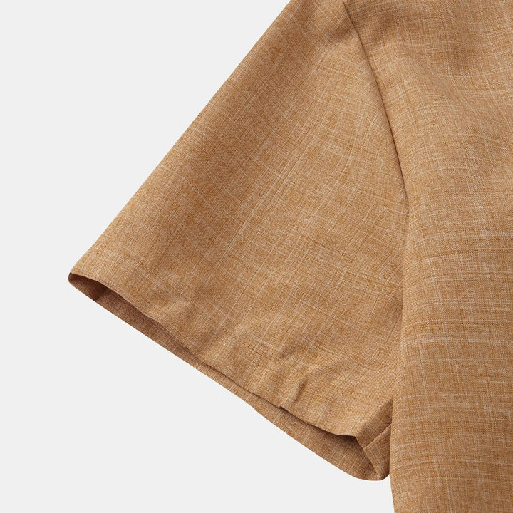 Tobias | Stylish Cotton-Linen Short Sleeve Mandarin Collar Shirt
