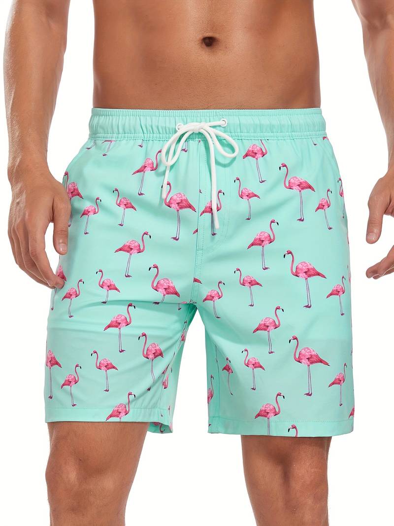 Ariel | Stylish Men's Flamingo Print Beach Swim Shorts