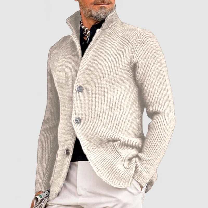 Eddie | Stylish Button-Up Ribbed Knit Cardigan For Men