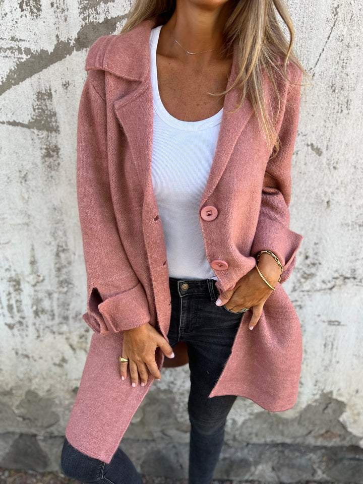Marlowe | Chic Oversized Button Front Coat With Lapel Collar