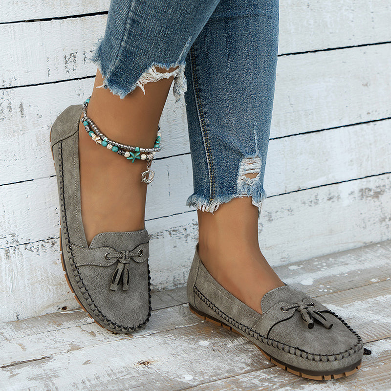 Evelyn | Stylish Bow Detail Slip-On Loafers
