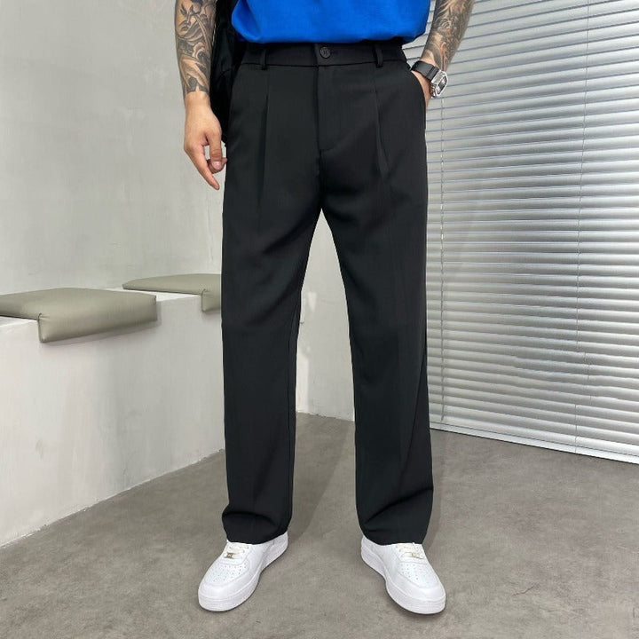 Oliver | Elegant Pleated Wide-Leg Trousers For Men