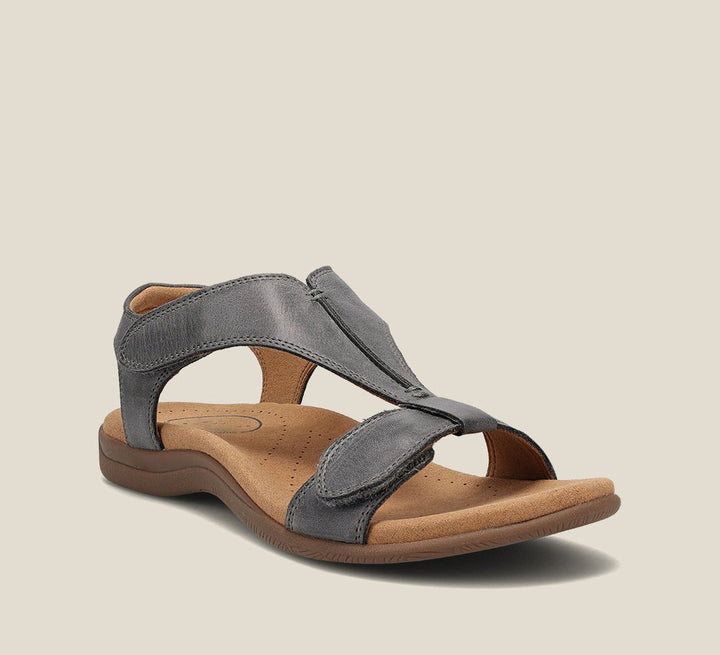 Tessa | Elegant Black Leather Arch Support Sandals For Women