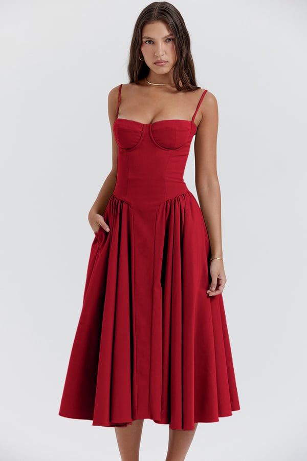 Clara | Elegant Structured Bustier Midi Dress