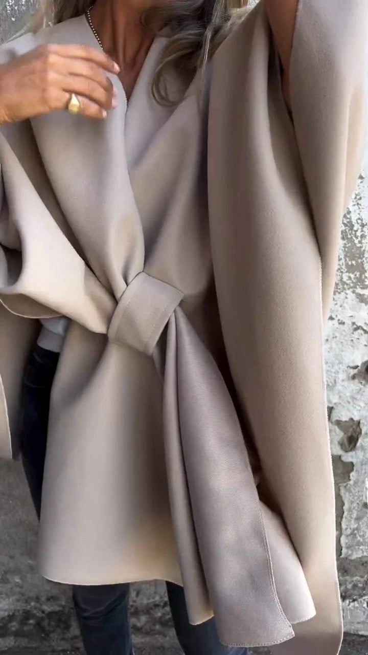 Freya | Elegant V-Neck Cape Jacket With Wrap Silhouette