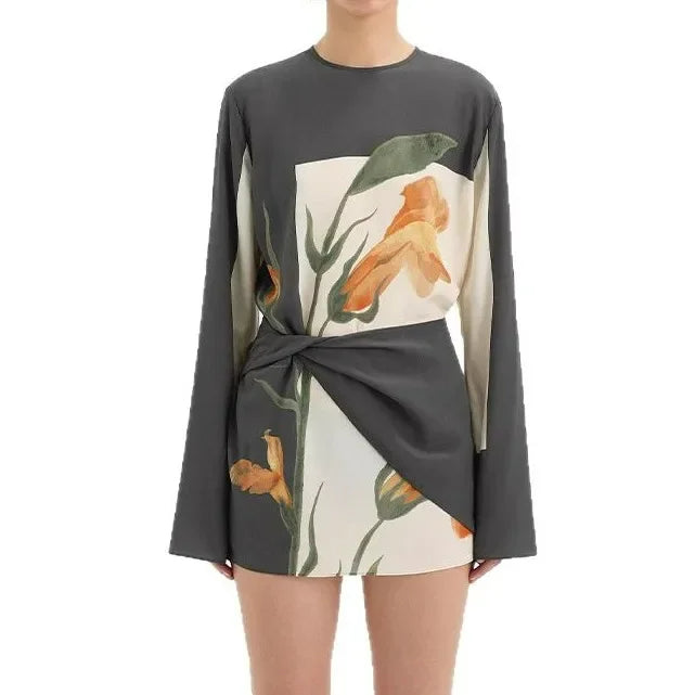 Eliza | Elegant Floral Mini Dress With Bell Sleeves