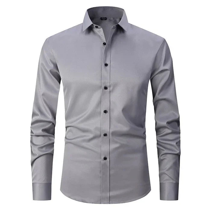 Declan | Sleek White Button-Up Long Sleeve Dress Shirt