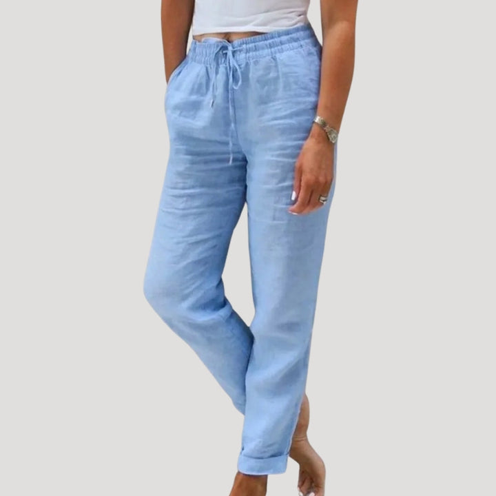 Evie | Casual Drawstring Cotton Trousers With Tapered Leg