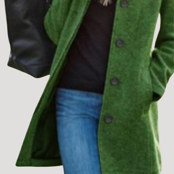 Ruby | Chic Wool Blend Long Coat With Button Front