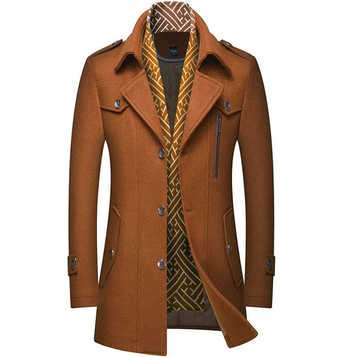 Vincent | Elegant Double-Breasted Wool Overcoat With Lapel Collar