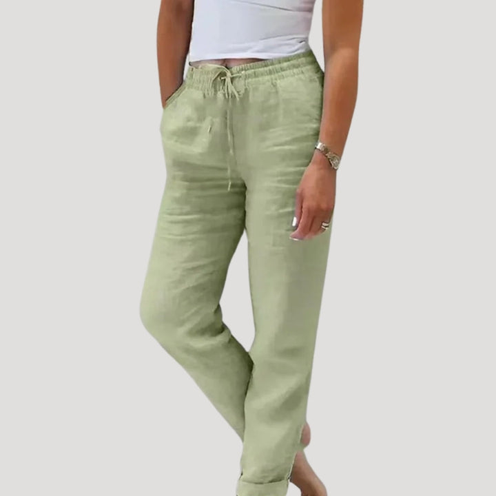 Evie | Casual Drawstring Cotton Trousers With Tapered Leg