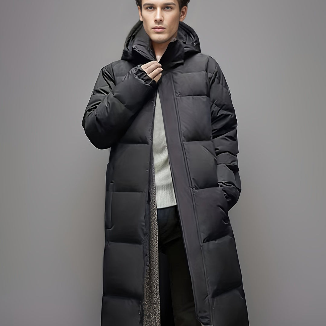 Enya | Stylish Long Hooded Puffer Coat For Men