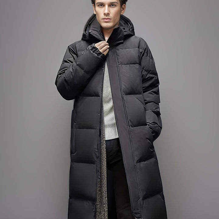 Enya | Stylish Long Hooded Puffer Coat For Men