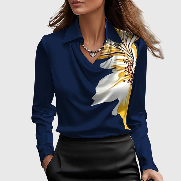 Brooklyn | Elegant Cowl Neck Long Sleeve Satin Blouse
