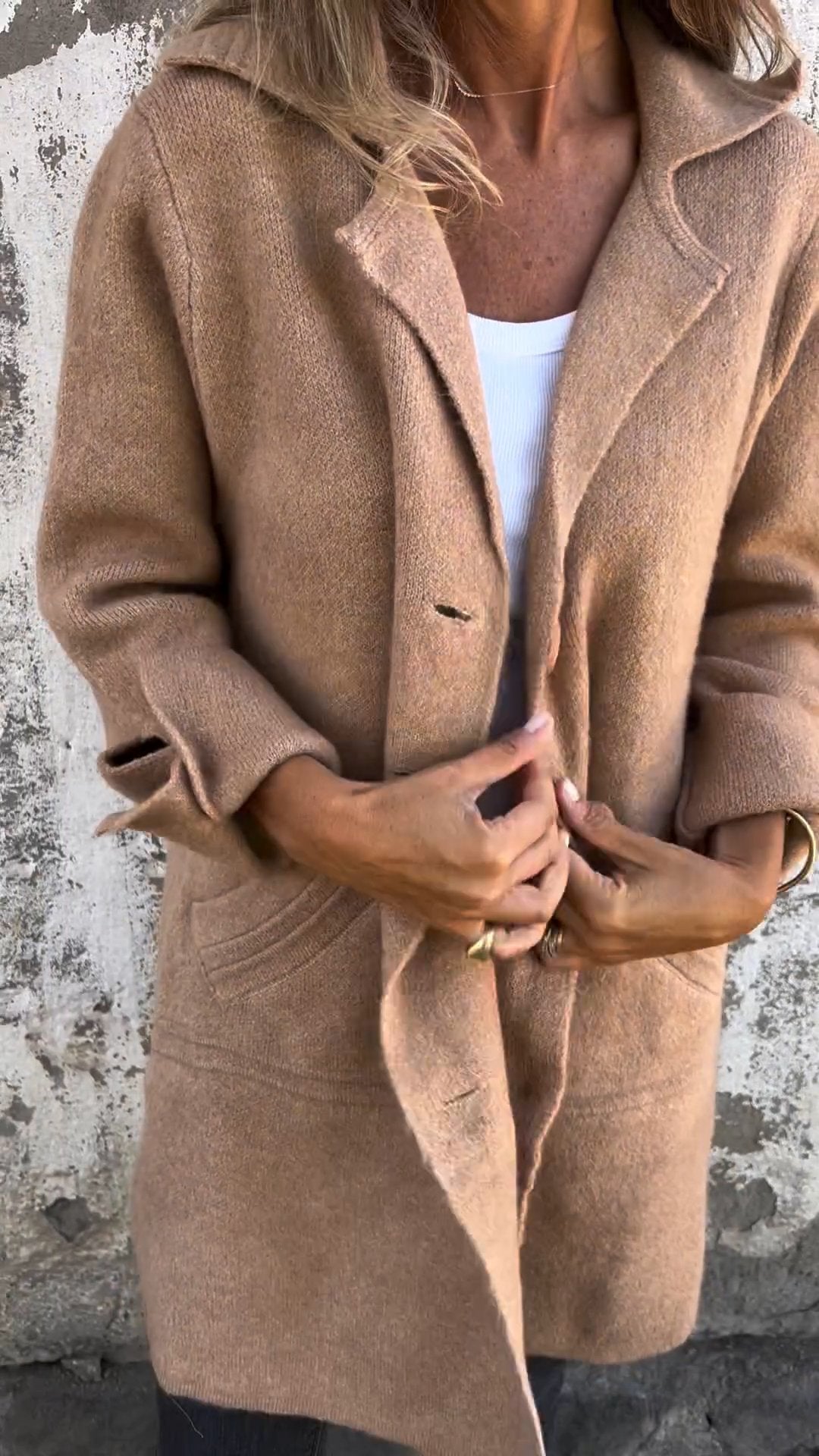 Marlowe | Chic Oversized Button Front Coat With Lapel Collar