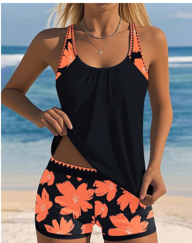 Elara | Chic Halter Tankini Set With Floral Print