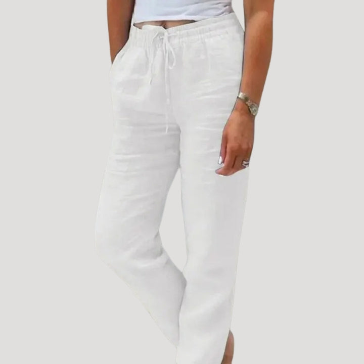 Margot | Elegant Cotton Drawstring Tapered Trousers