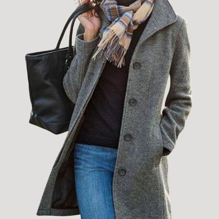 Adriana | Elegant Wool Blend Button-Front Long Coat