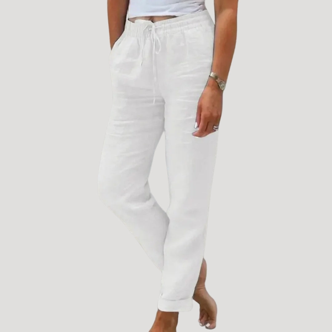 Evie | Casual Drawstring Cotton Trousers With Tapered Leg