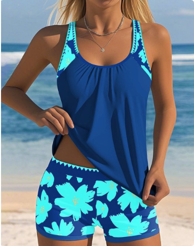 Elara | Chic Halter Tankini Set With Floral Print