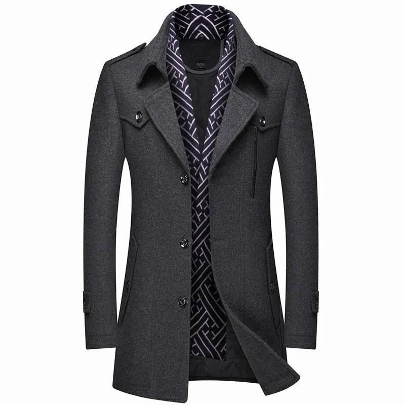 Vincent | Elegant Double-Breasted Wool Overcoat With Lapel Collar