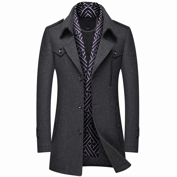 Vincent | Elegant Double-Breasted Wool Overcoat With Lapel Collar