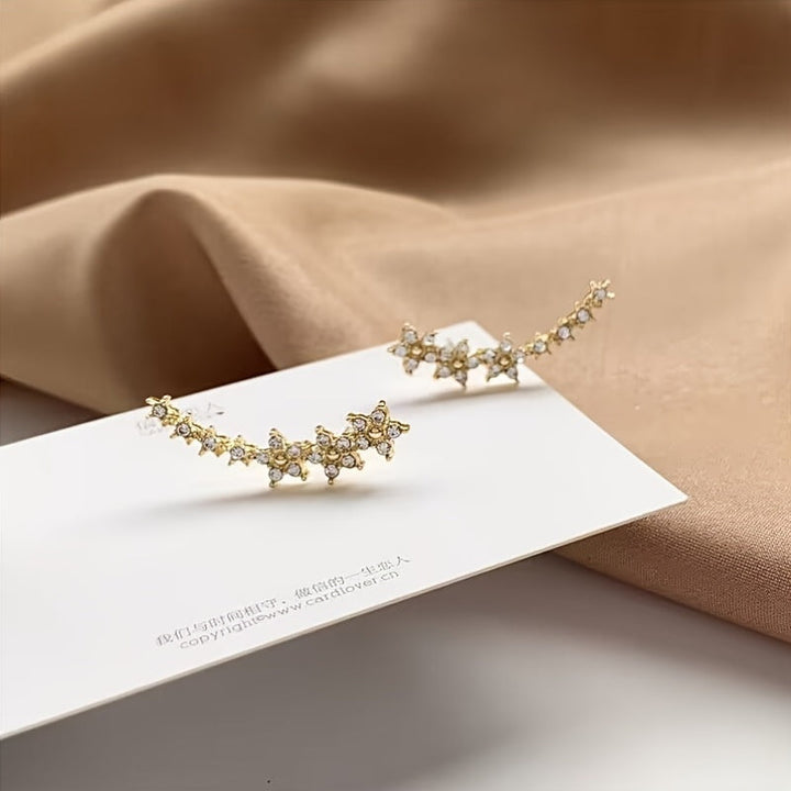 Millie | Elegant Floral Crystal Ear Climber Earrings
