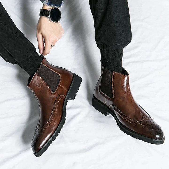 Margot | Elegant Brogue Chelsea Boots With Premium Leather