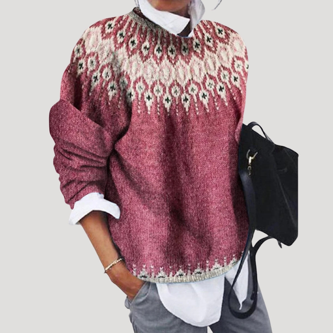 Quinn | Stylish Fair Isle Nordic Crew Neck Sweater