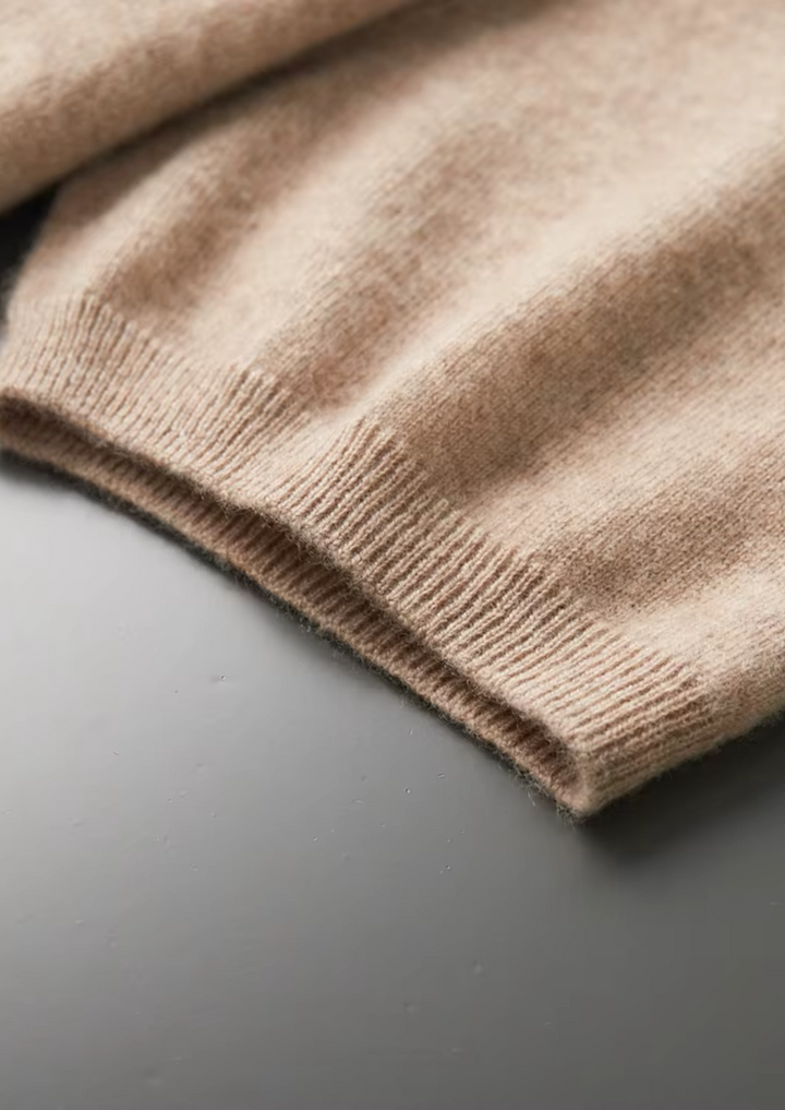 Anastasia | Elegant Mock Neck Short Sleeve Cashmere Sweater