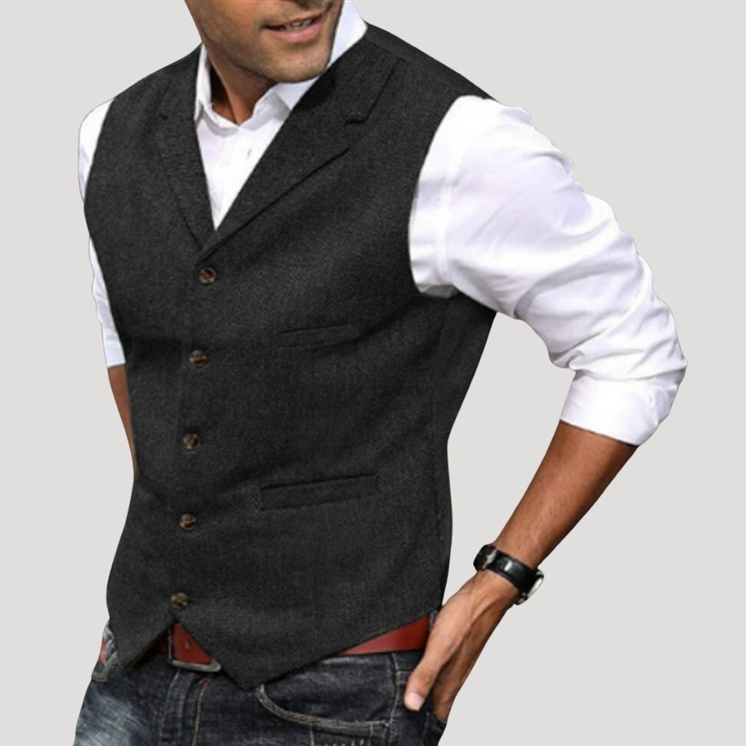 Hannah | Elegant Lapel Tweed Waistcoat For Men