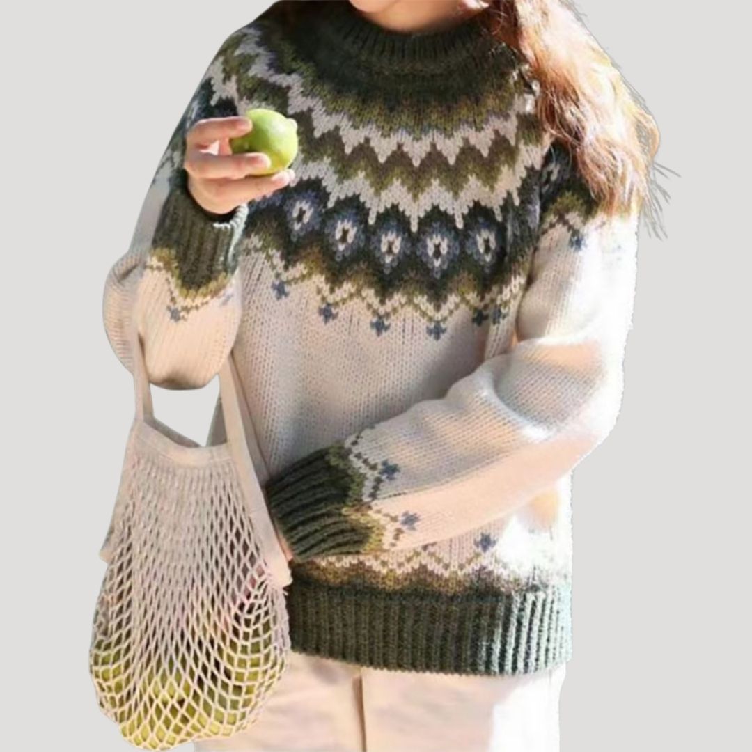 Cordelia | Elegant Fair Isle Chunky Knit Oversized Sweater