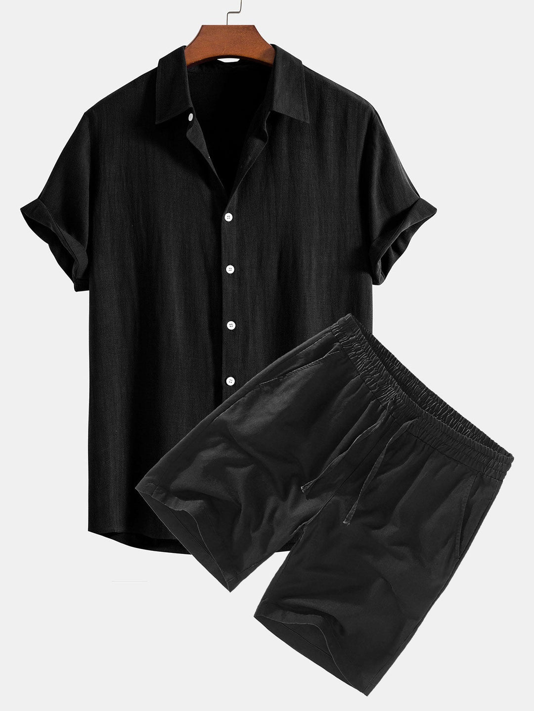Marlborough | Elegant Short Sleeve Linen Shirt And Shorts Set Men