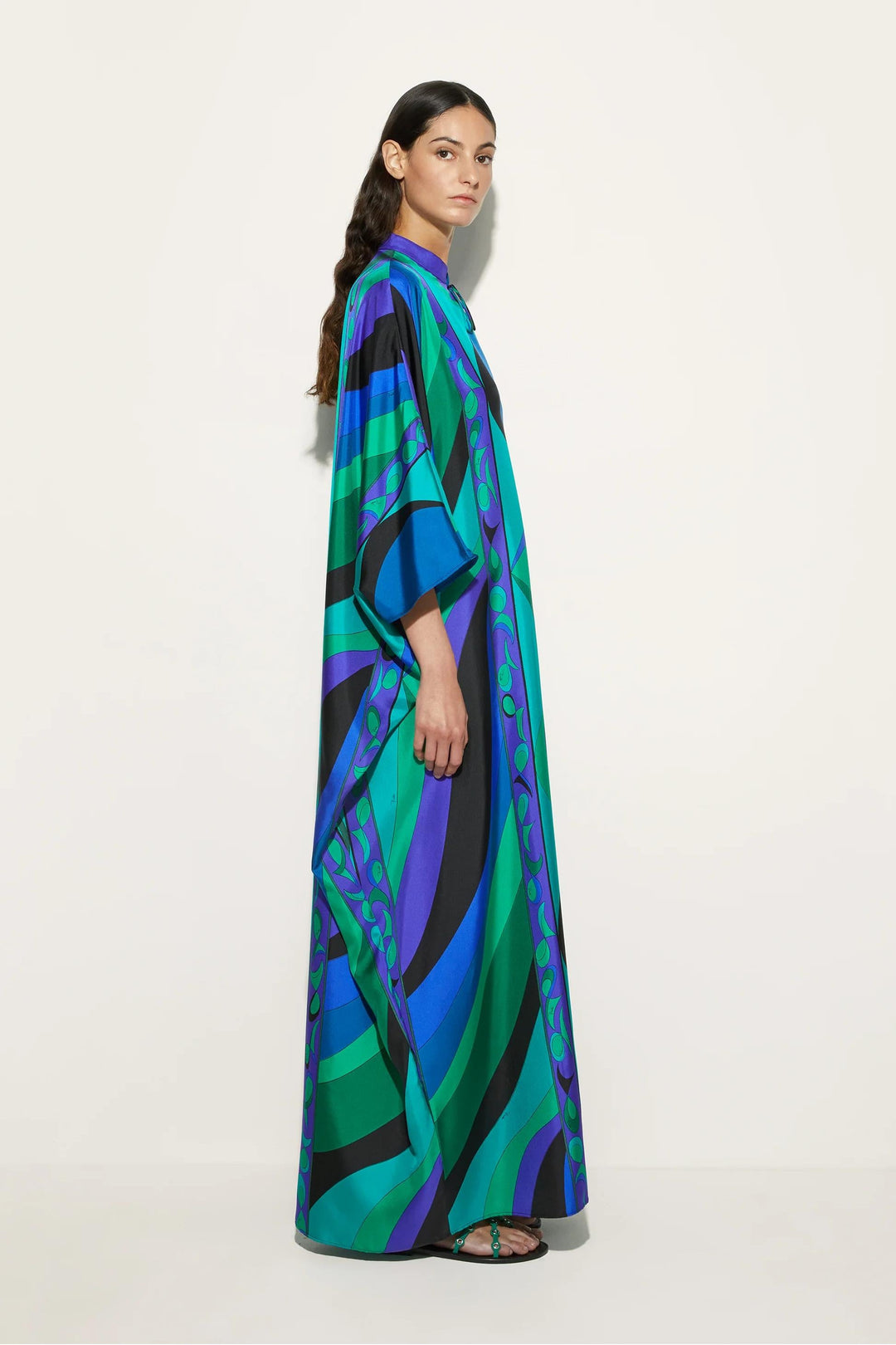 Julianna | Elegant Psychedelic Print Kaftan Maxi Dress With Kimono Sleeves