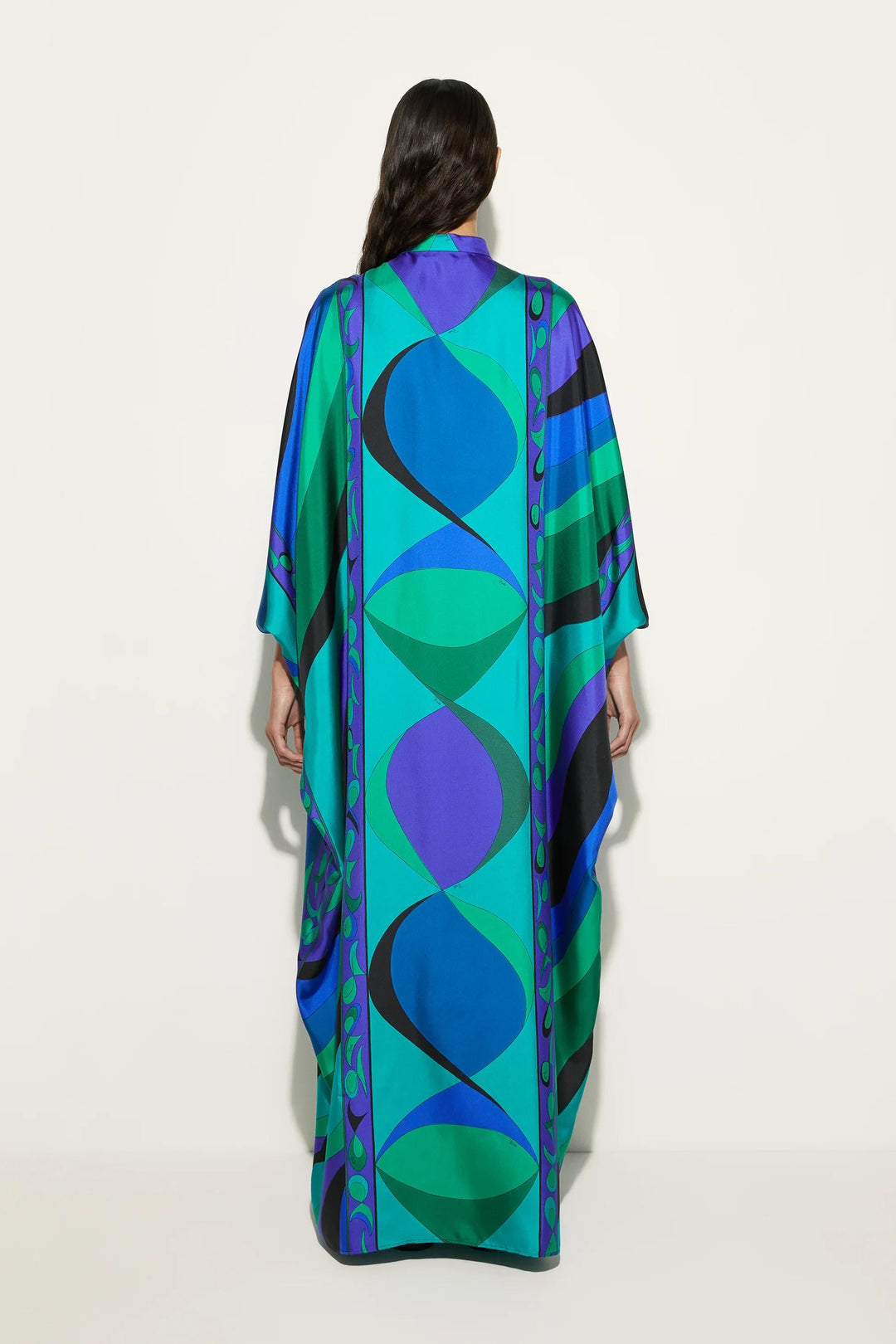 Julianna | Elegant Psychedelic Print Kaftan Maxi Dress With Kimono Sleeves