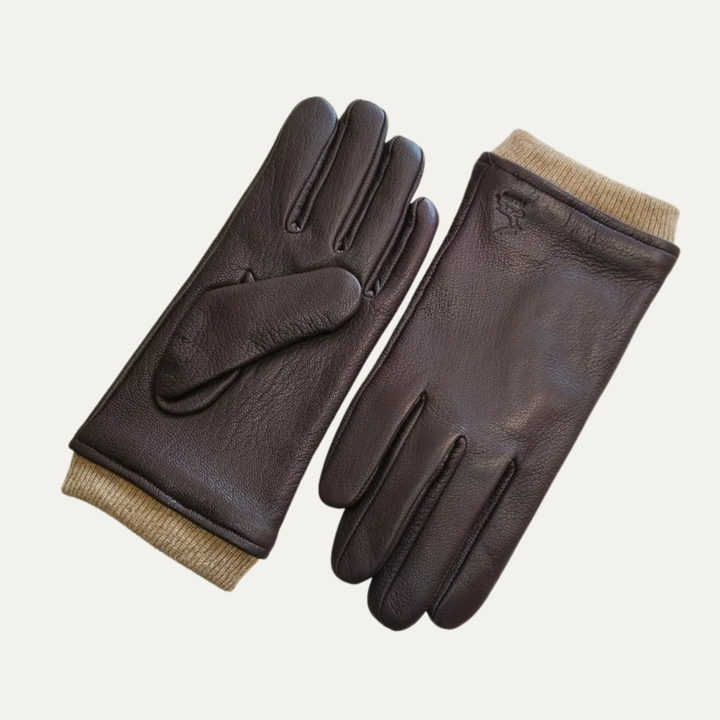 Margot | Elegant Black Leather Wool-Lined Winter Driving Gloves