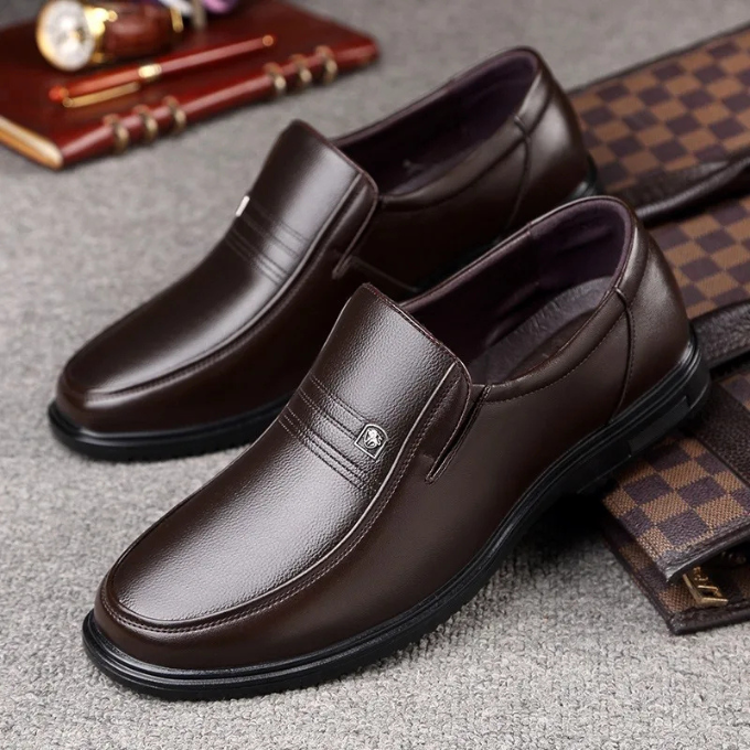 Maxwell | Sleek Black Leather Slip-On Loafers For Men