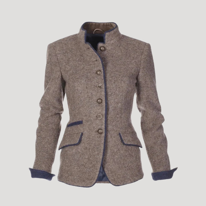 Hannah | Chic Fitted Tweed Blazer With High Collar